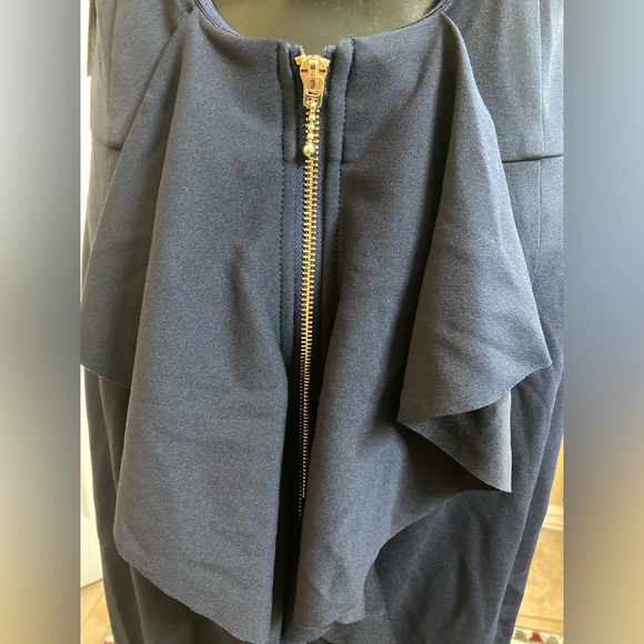 NWT New Alex & Eve Ruffled-Back Sheath Halter Dress Navy Size 10 - Picture 8 of 14